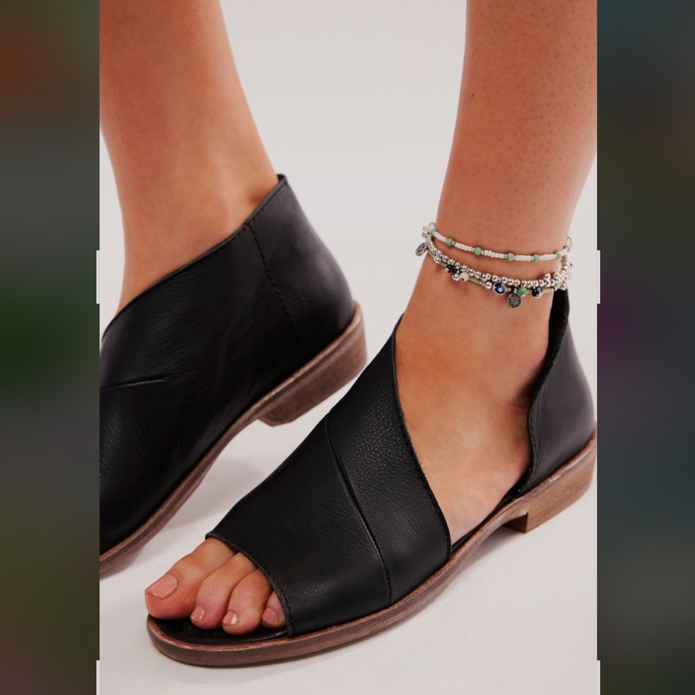 Free People Mont Blanc Black Leather Sandals